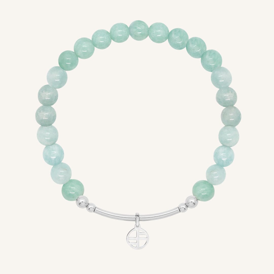 Anmazontie beaded bracelet with a silver clasp on a white background