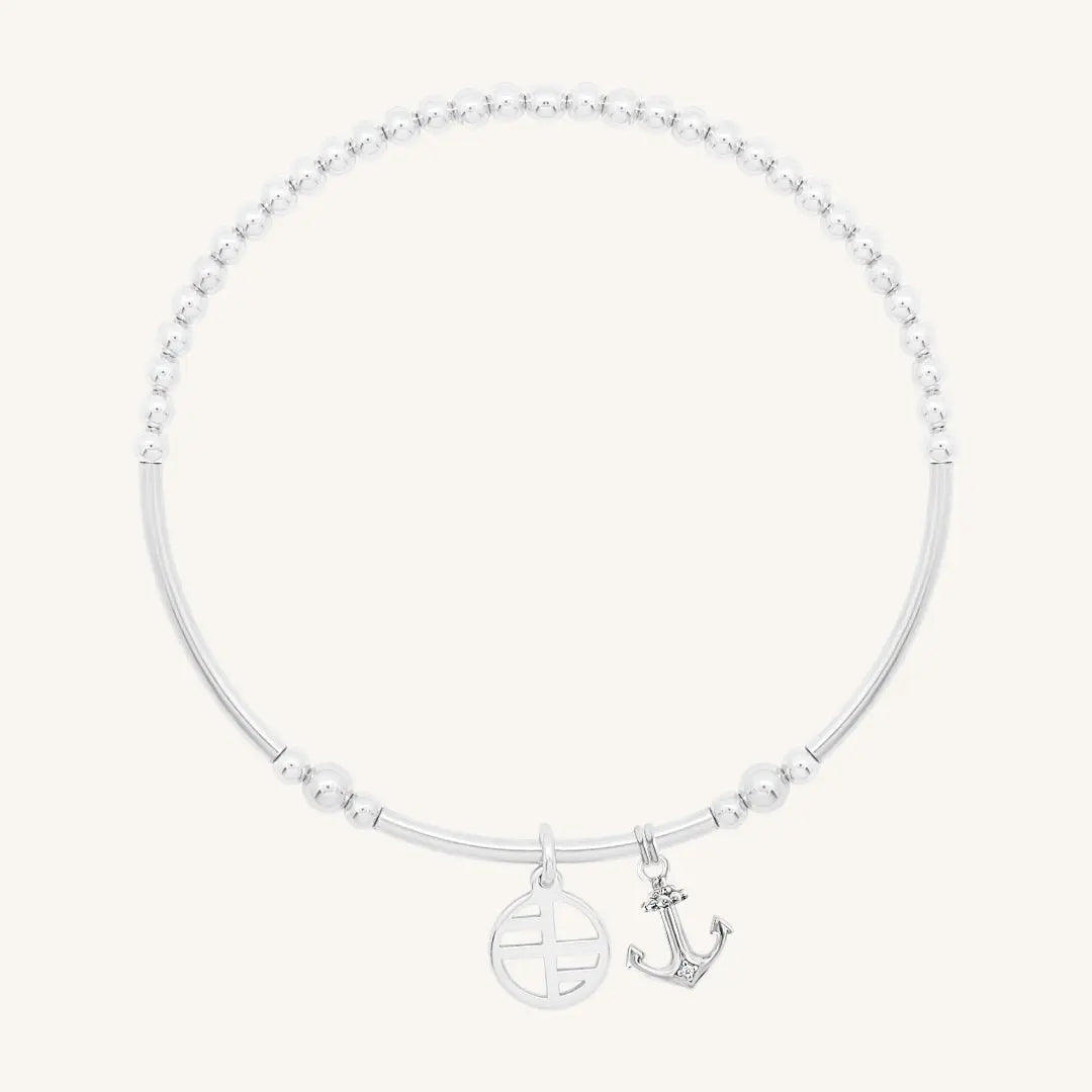 The    Anchor White Stone Charm by  Francesca Jewellery from the Charms Collection.