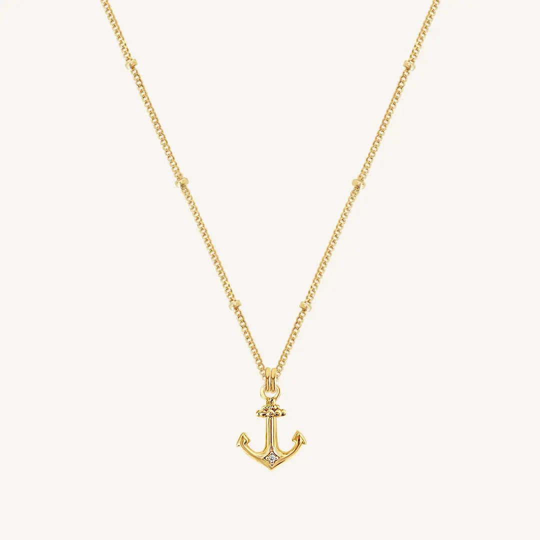 The  GOLD-Bobble  Anchor White Stone Necklace by  Francesca Jewellery from the Necklaces Collection.