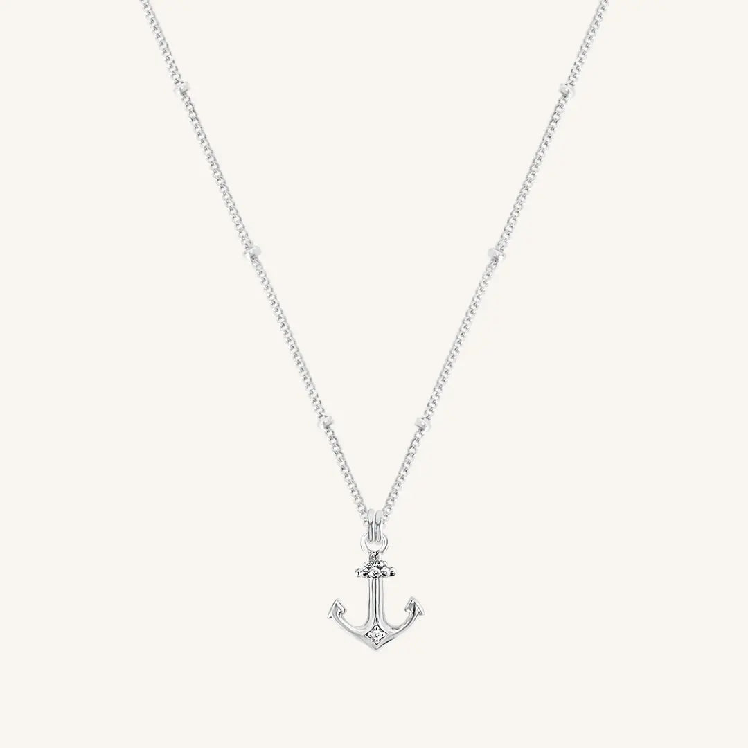 The  SILVER-Bobble  Anchor White Stone Necklace by  Francesca Jewellery from the Necklaces Collection.