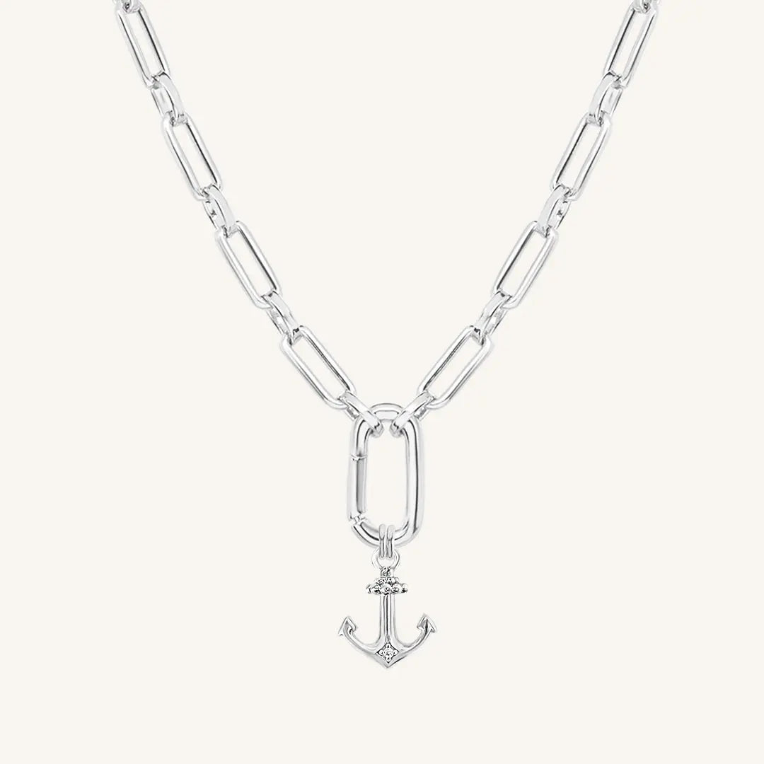 The  SILVER-Link  Anchor White Stone Necklace by  Francesca Jewellery from the Necklaces Collection.