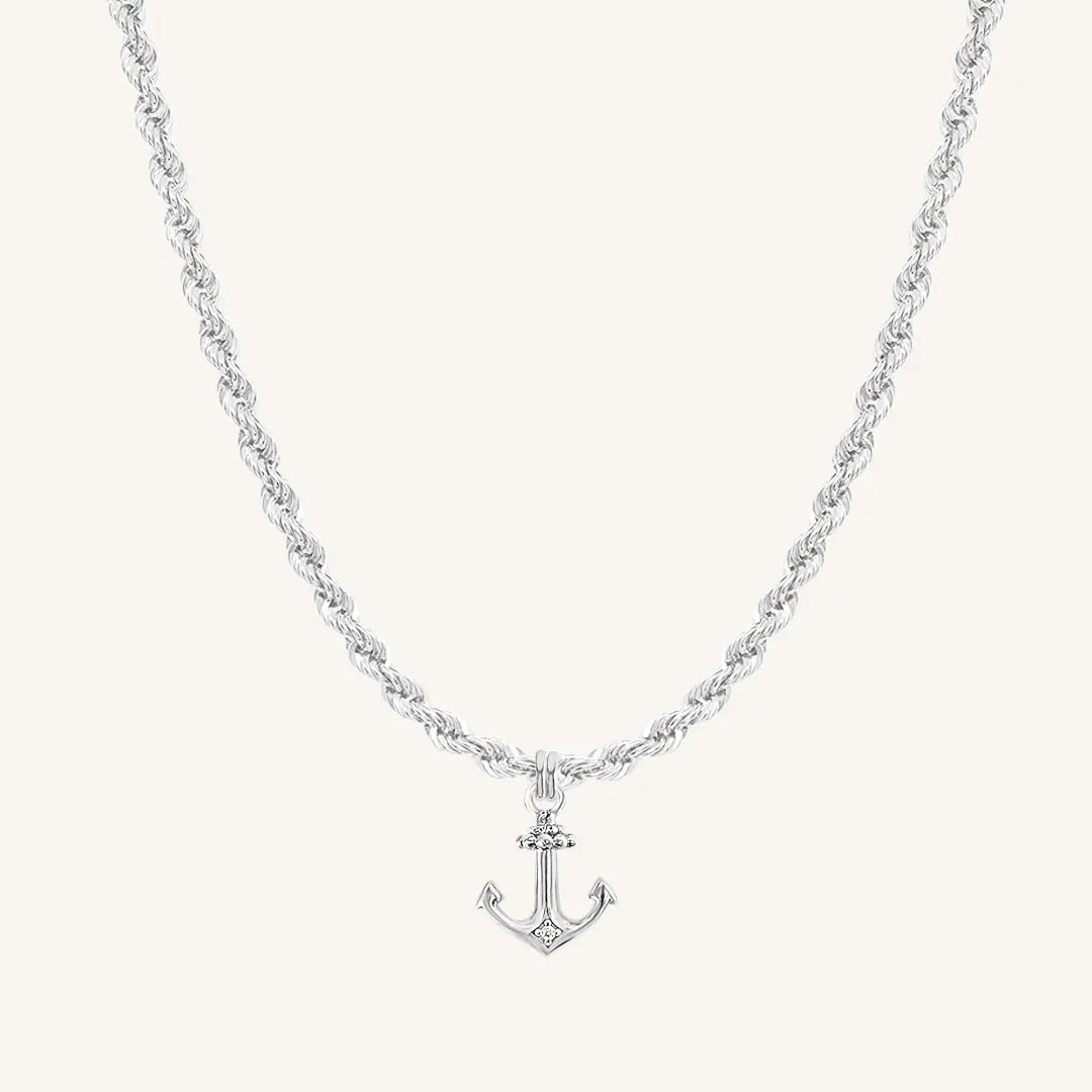 The  SILVER-Rope  Anchor White Stone Necklace by  Francesca Jewellery from the Necklaces Collection.