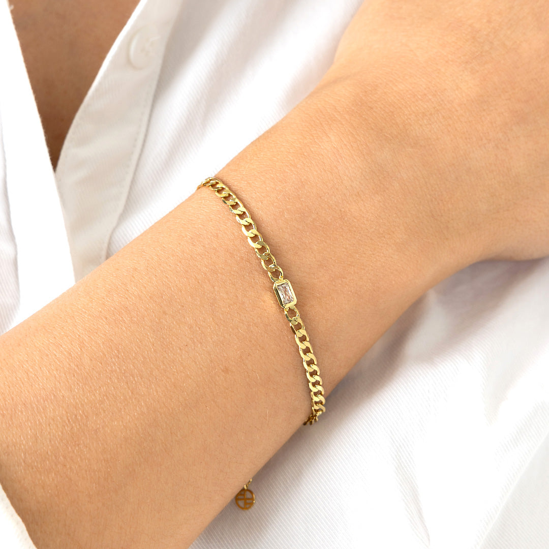 April Birthstone Chain Bracelet