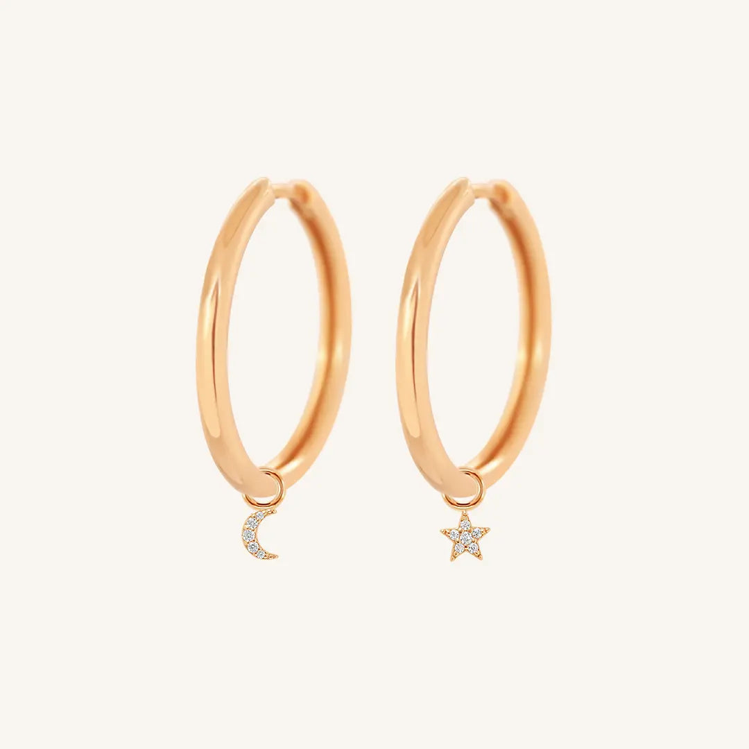 The  ROSE-Riley  Astro Plain Hoops by  Francesca Jewellery from the Earrings Collection.