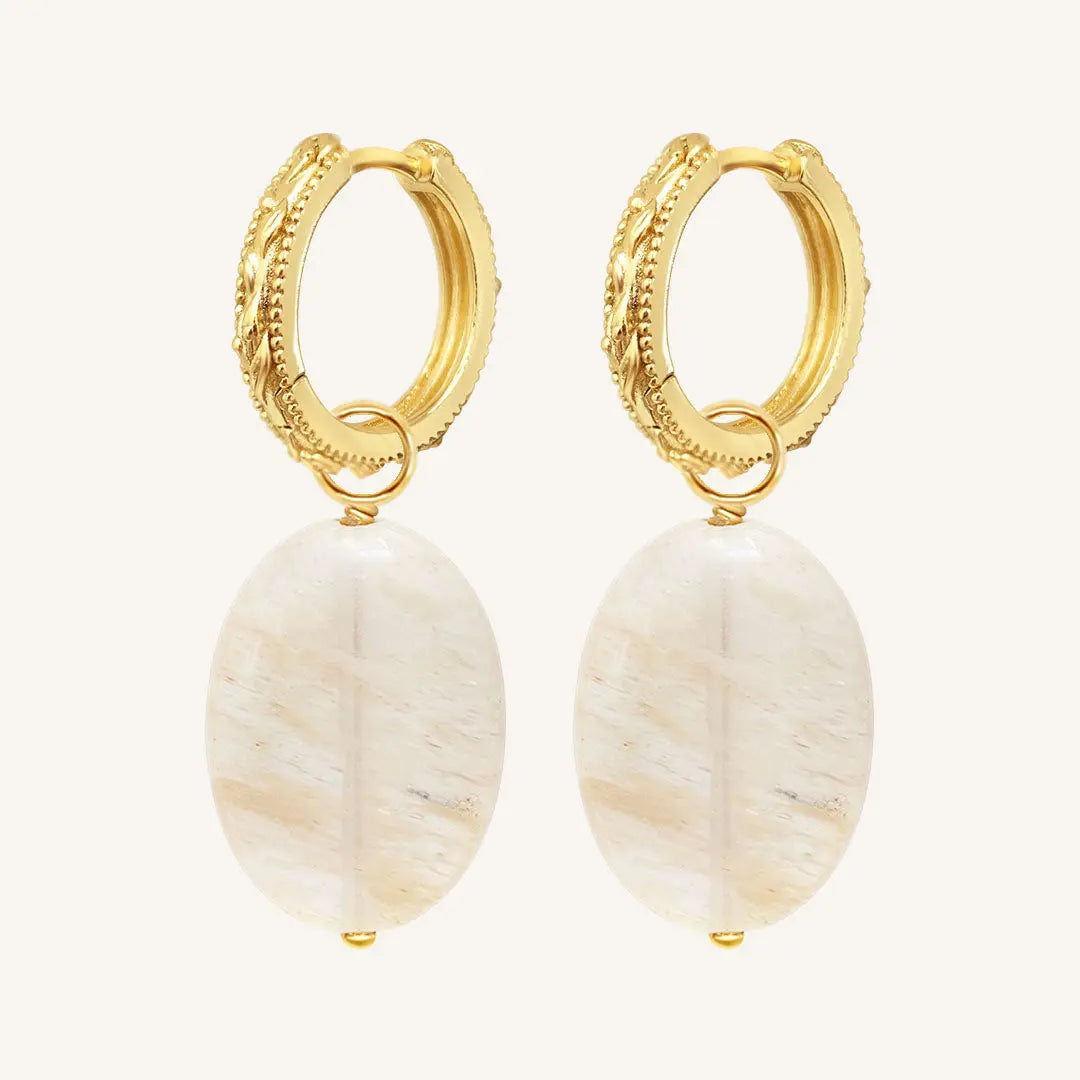 The  GOLD  Bronte Stone Abundance Hoops by  Francesca Jewellery from the Earrings Collection.