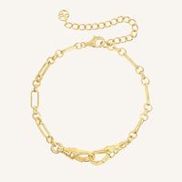 Gold chain bracelet on a white background