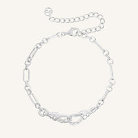 Silver chain bracelet on a white background