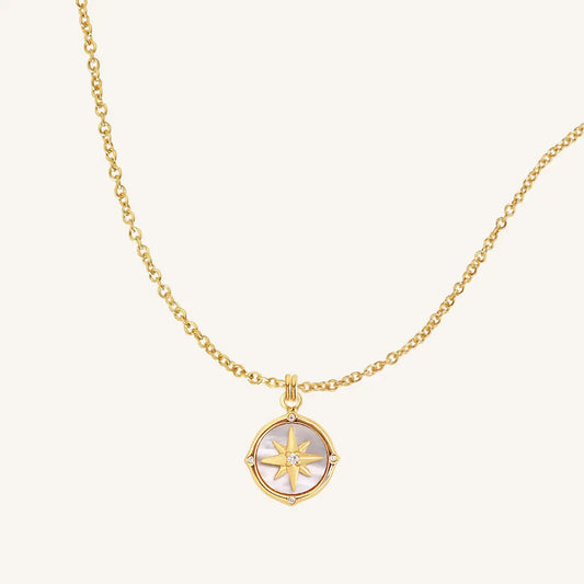 The  GOLD-PLAIN  Compass Necklace by  Francesca Jewellery from the Necklaces Collection.