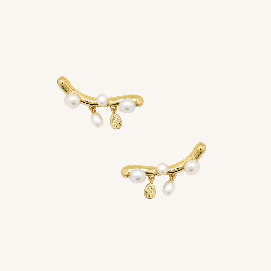 The  GOLD  Pearl Crawlers by  Francesca Jewellery from the Earrings Collection.