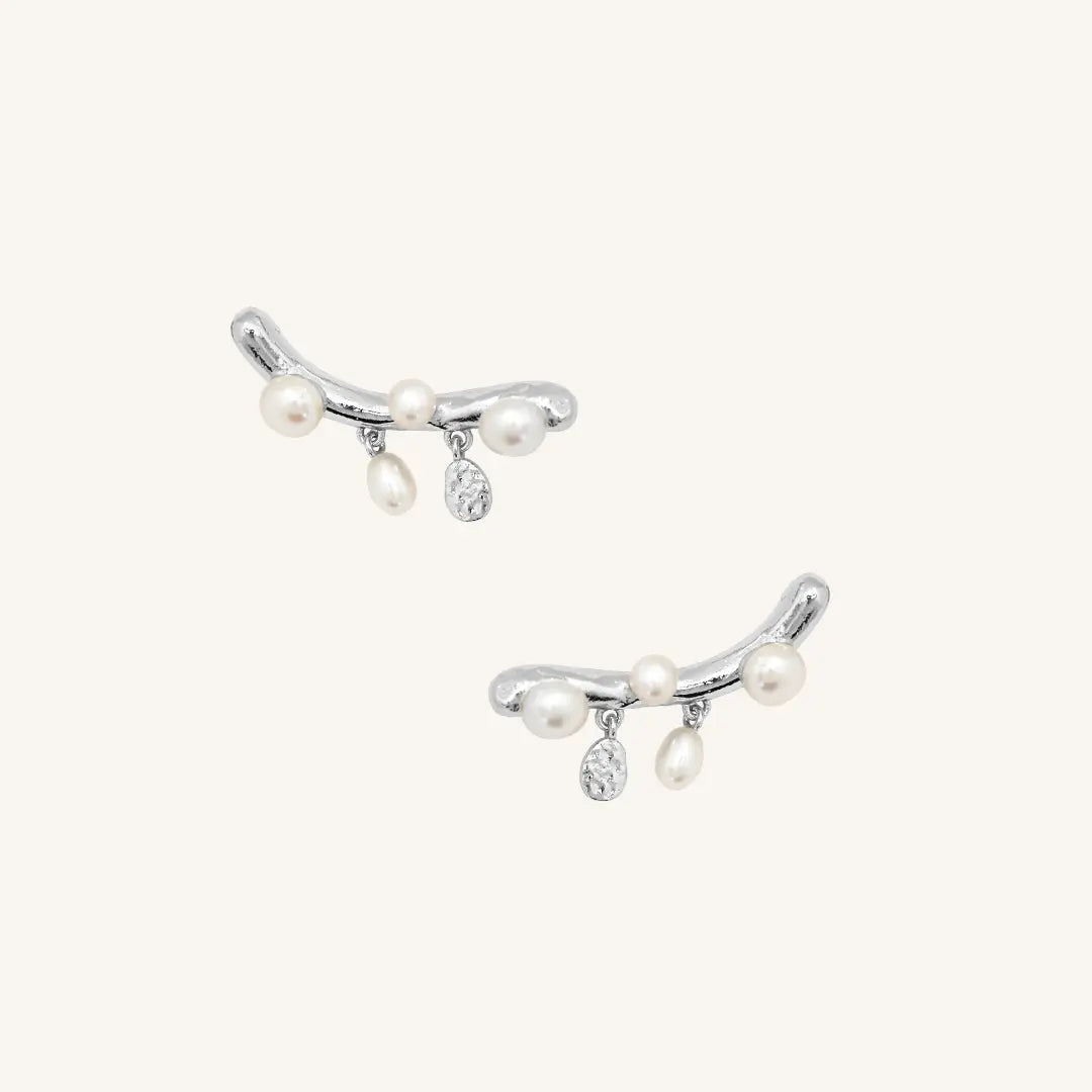The  SILVER  Pearl Crawlers by  Francesca Jewellery from the Earrings Collection.