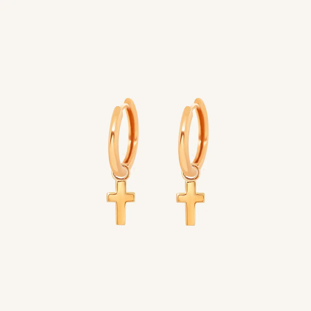 The  ROSE-Ari  Cross Plain Hoops by  Francesca Jewellery from the Earrings Collection.