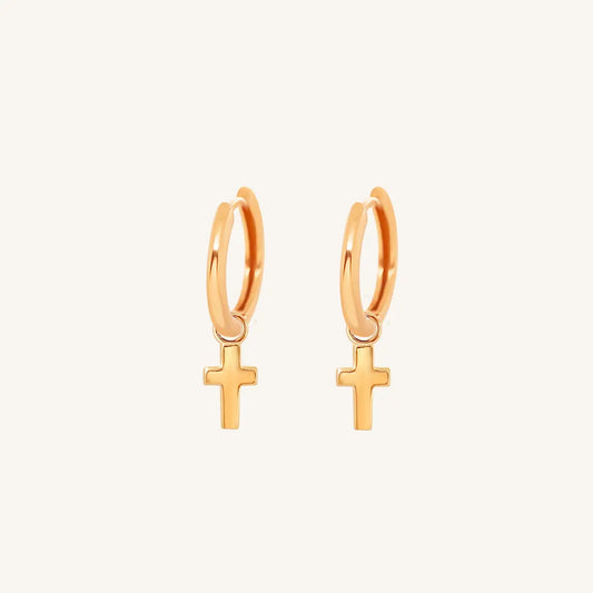The  ROSE-Ari  Cross Plain Hoops by  Francesca Jewellery from the Earrings Collection.