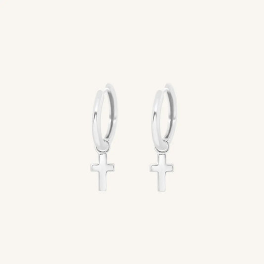 The  SILVER-Ari  Cross Plain Hoops by  Francesca Jewellery from the Earrings Collection.
