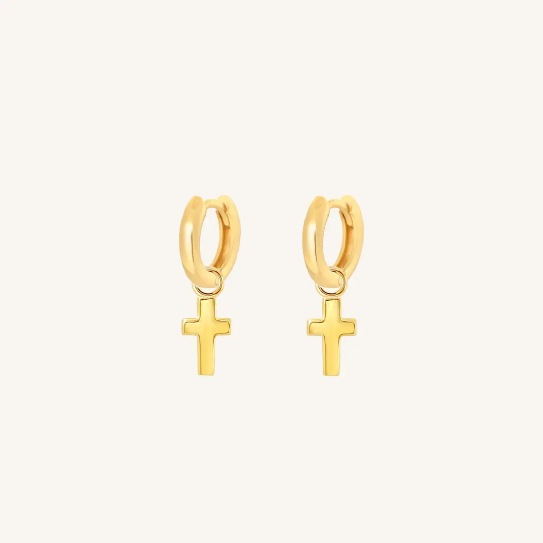 The  GOLD-Billie  Cross Plain Hoops by  Francesca Jewellery from the Earrings Collection.