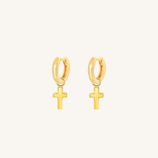 The  GOLD-Billie  Cross Plain Hoops by  Francesca Jewellery from the Earrings Collection.