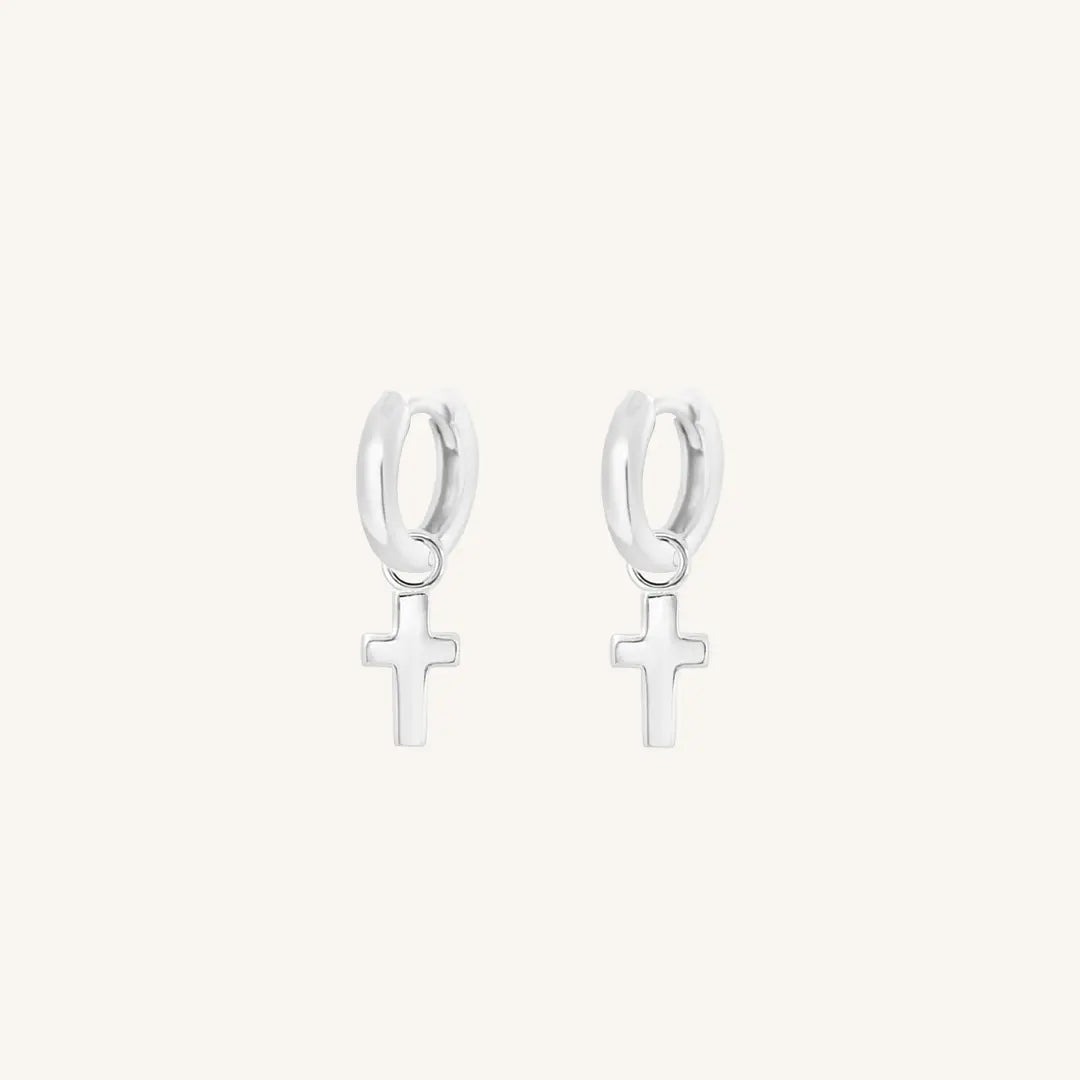 The  SILVER-Billie  Cross Plain Hoops by  Francesca Jewellery from the Earrings Collection.