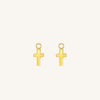 The  GOLD  Cross Hoop Charm Set of 2 by  Francesca Jewellery from the Earrings Collection.
