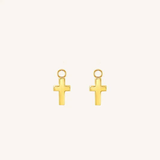 The  GOLD  Cross Hoop Charm Set of 2 by  Francesca Jewellery from the Earrings Collection.