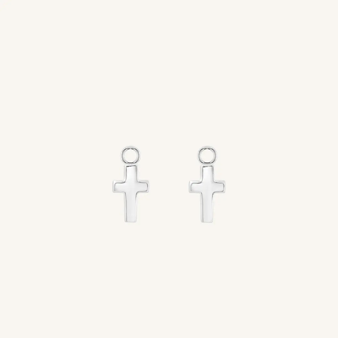 The  SILVER  Cross Hoop Charm Set of 2 by  Francesca Jewellery from the Earrings Collection.