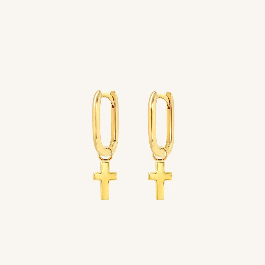 The  GOLD  Cross Marley Hoops by  Francesca Jewellery from the Earrings Collection.