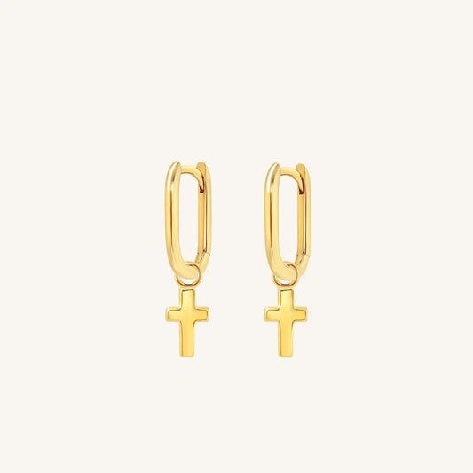 The  GOLD  Cross Marley Hoops by  Francesca Jewellery from the Earrings Collection.