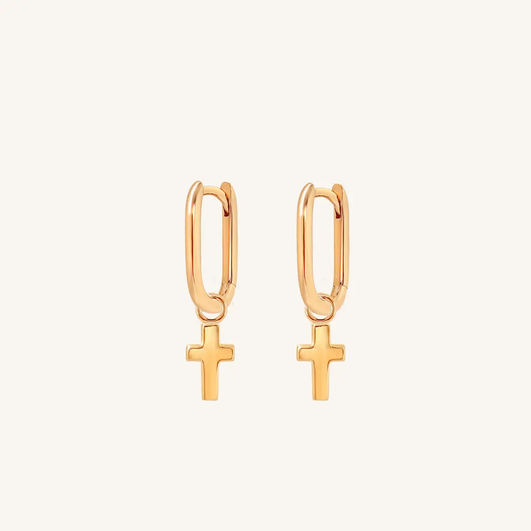 The  ROSE  Cross Marley Hoops by  Francesca Jewellery from the Earrings Collection.