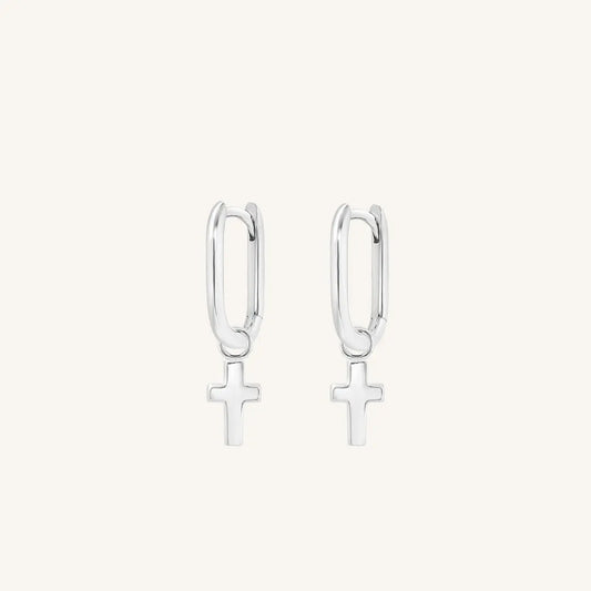 The  SILVER  Cross Marley Hoops by  Francesca Jewellery from the Earrings Collection.
