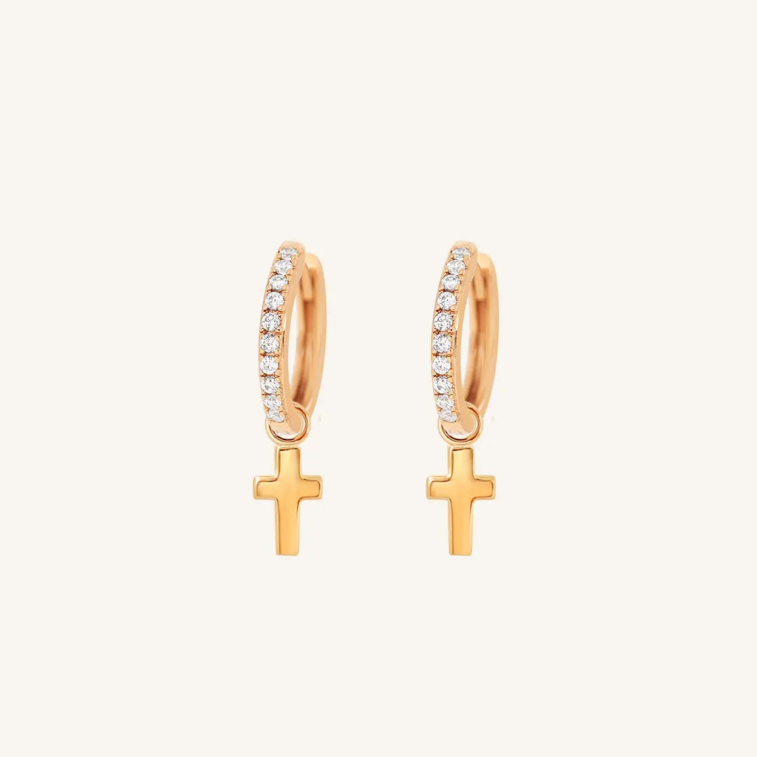 Cross Crystal Hoops