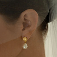 The  GOLD  Darcy Drops by  Francesca Jewellery from the Earrings Collection.