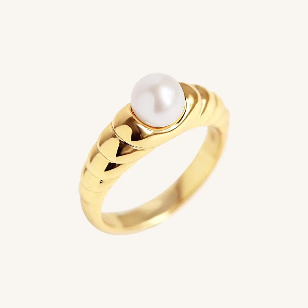 The  GOLD-10  Deco Pearl Ring by  Francesca Jewellery from the Rings Collection.