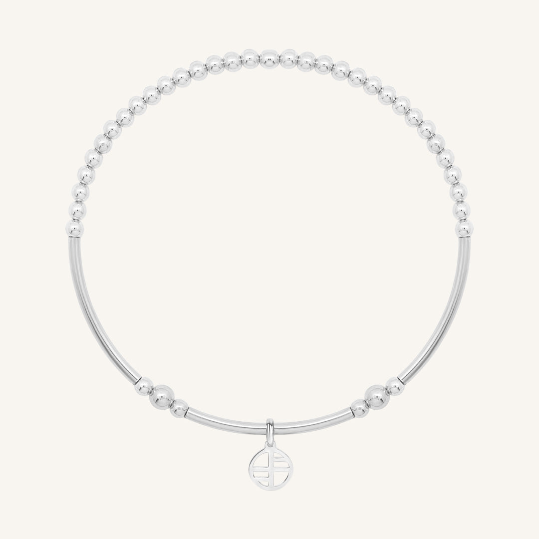 Silver bracelet on a white background