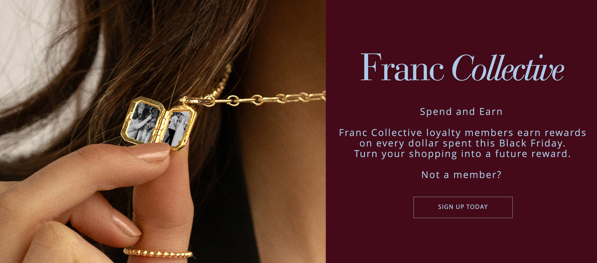 Francesca loyalty program. Rewards. Black Friday sale 15% off