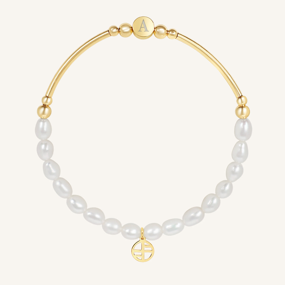 Etch Alpha Charm Pearl Bracelet