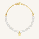 Etch Alpha Charm Pearl Bracelet