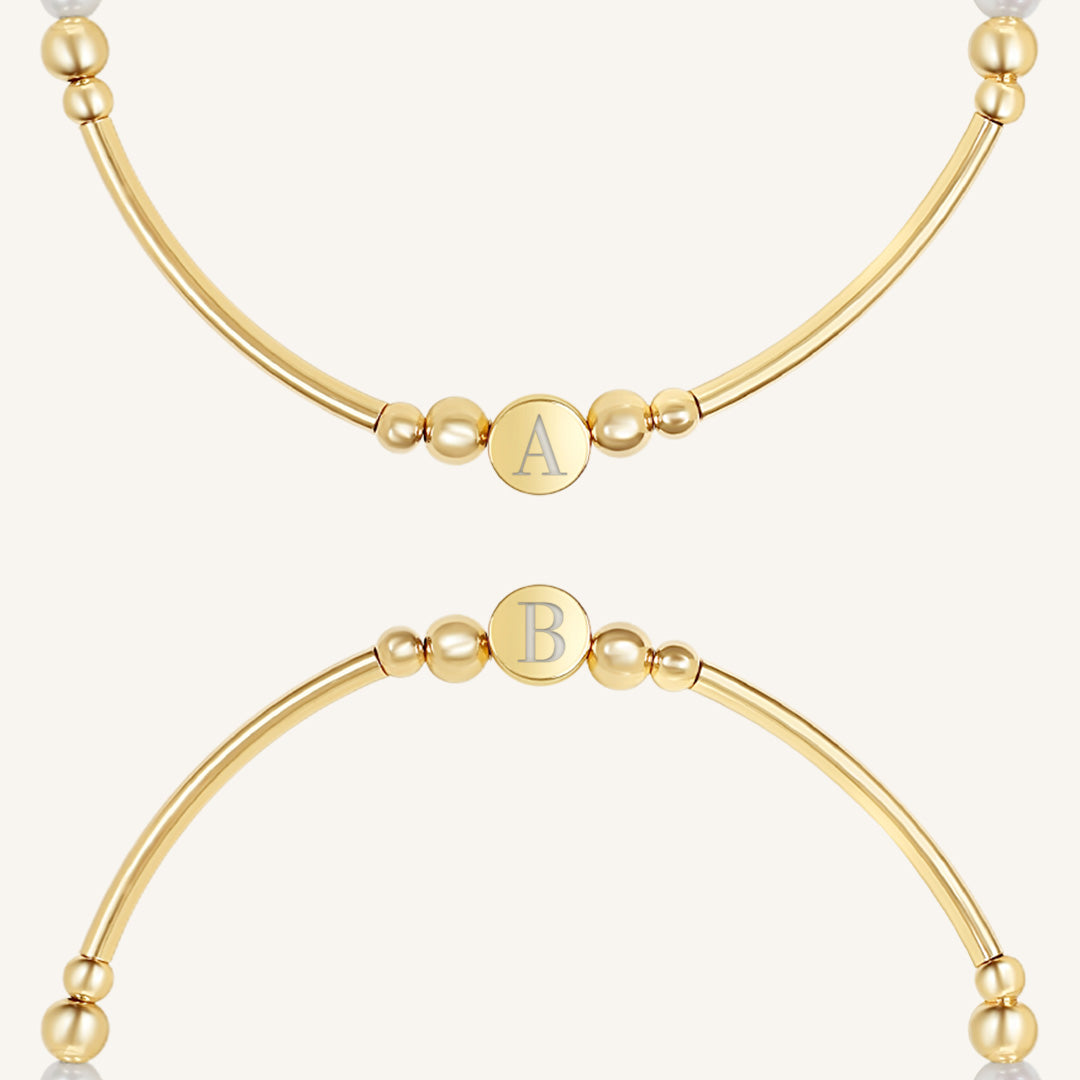 Etch Alpha Charm Pearl Bracelet