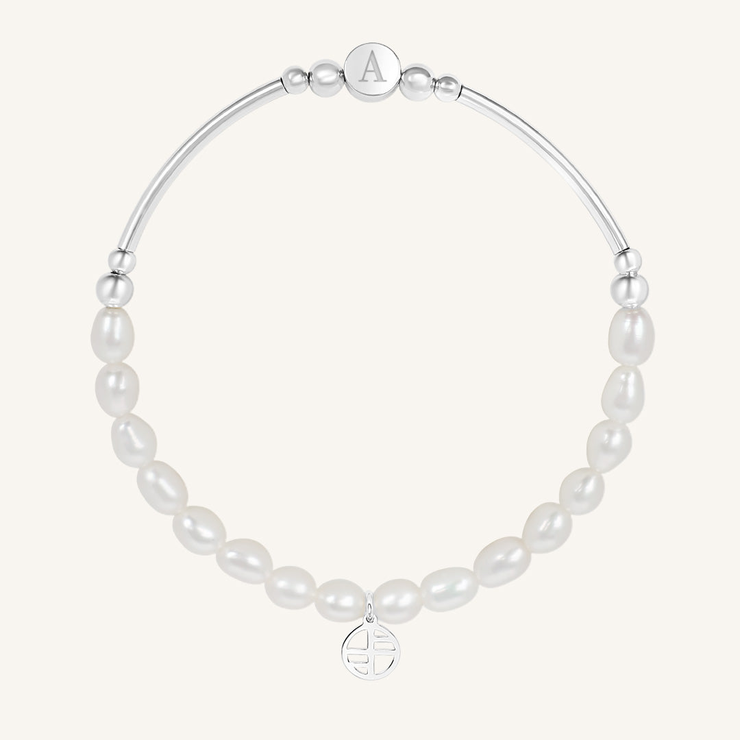 Etch Alpha Charm Pearl Bracelet