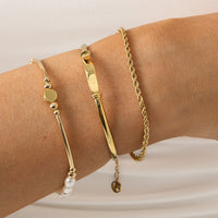 Etch Alpha Charm Pearl Bracelet