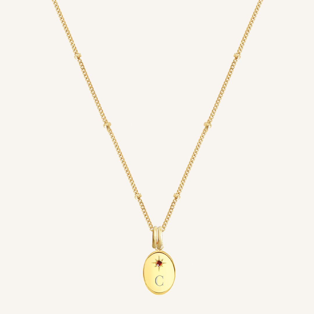Etch Birthstone Charm Necklace