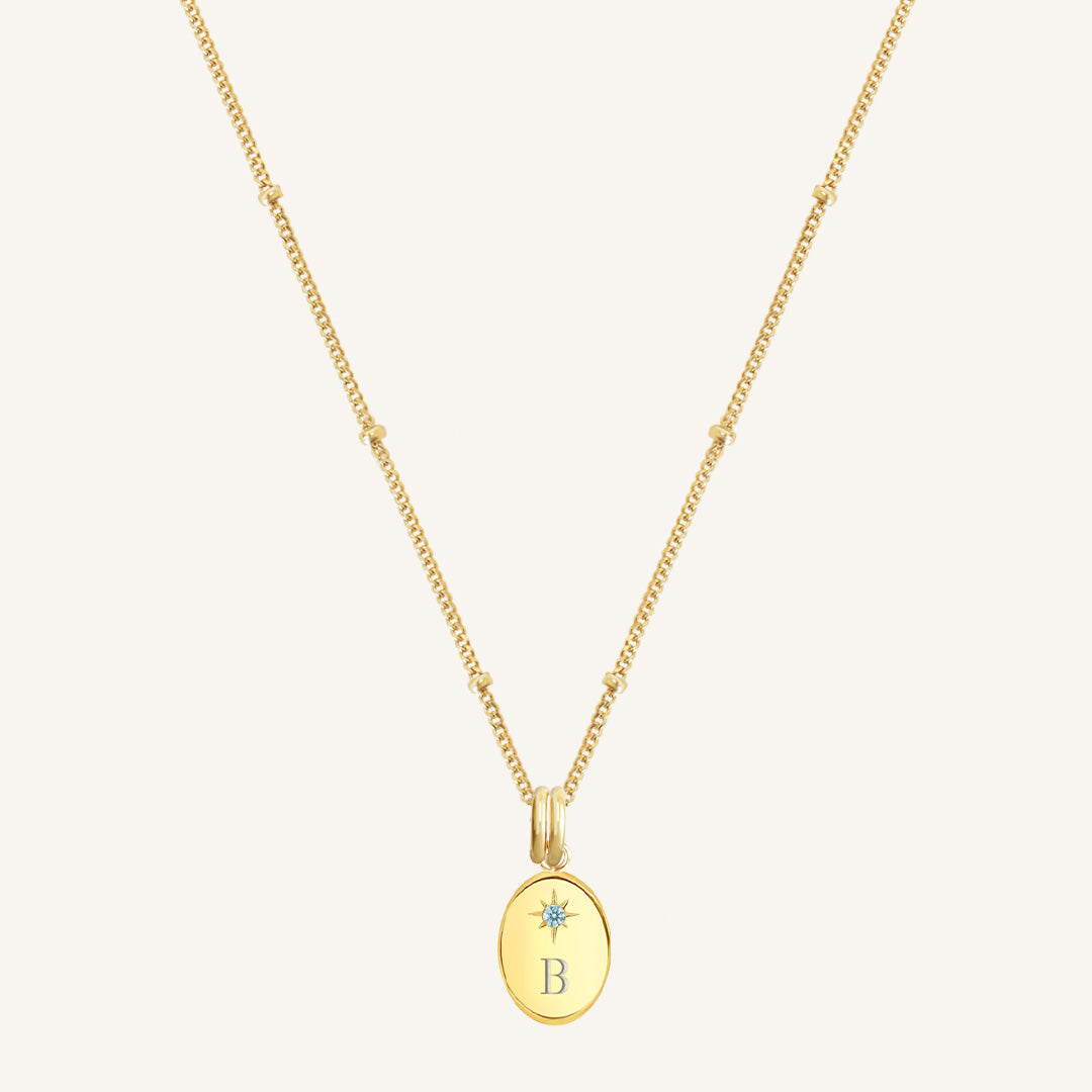 Etch Birthstone Charm Necklace