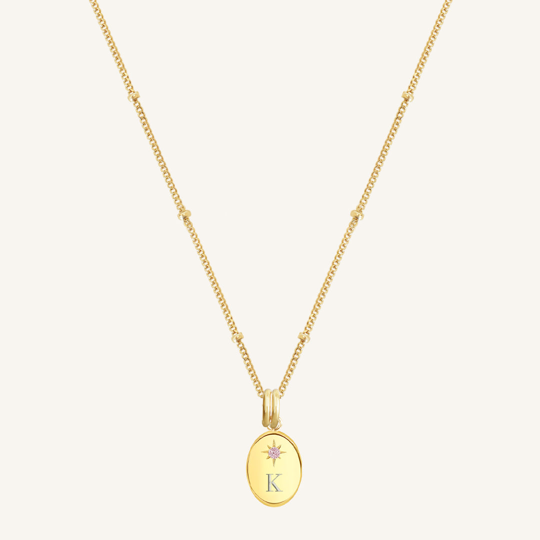 Etch Birthstone Charm Necklace