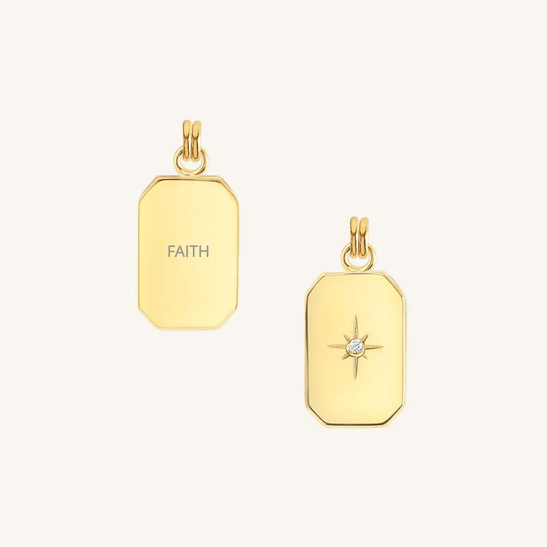 The  GOLD  Etch Faith Charm by  Francesca Jewellery from the Charms Collection.