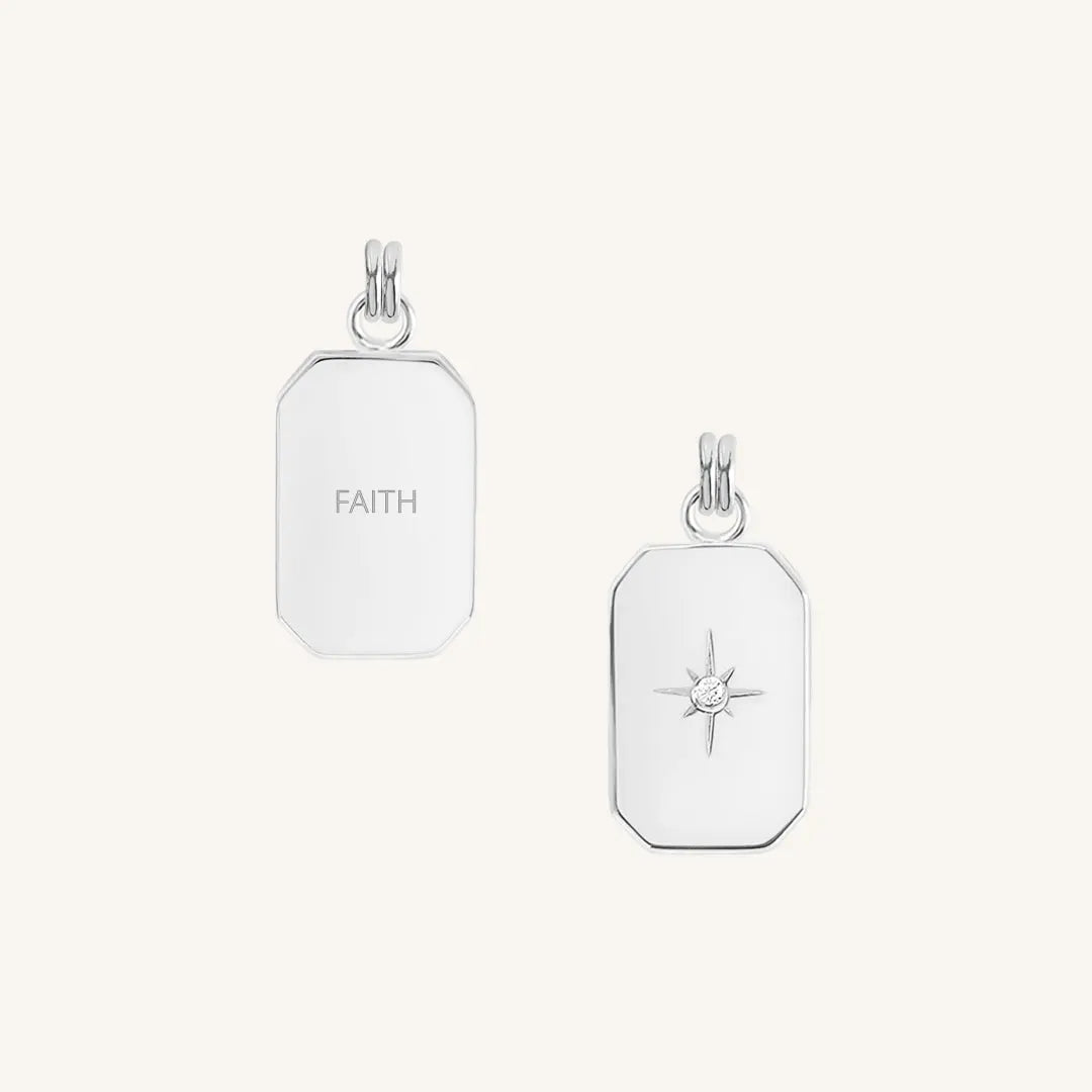 The  SILVER  Etch Faith Charm by  Francesca Jewellery from the Charms Collection.