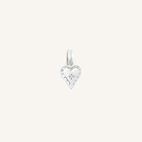 A delicate heart-shaped charm in silver metal tone, designed to be attached to a bracelet or necklace