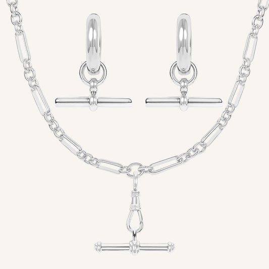 T-Bar Fob Chain and Hoops Set