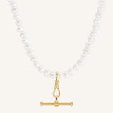 T-Bar Fob Pearl Necklace