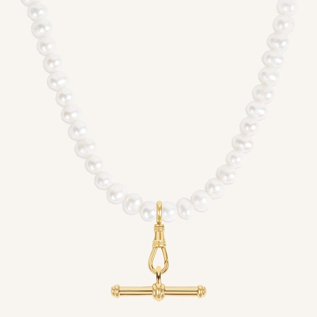 T-Bar Fob Pearl Necklace