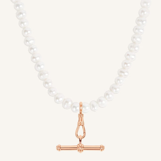 T-Bar Fob Pearl Necklace