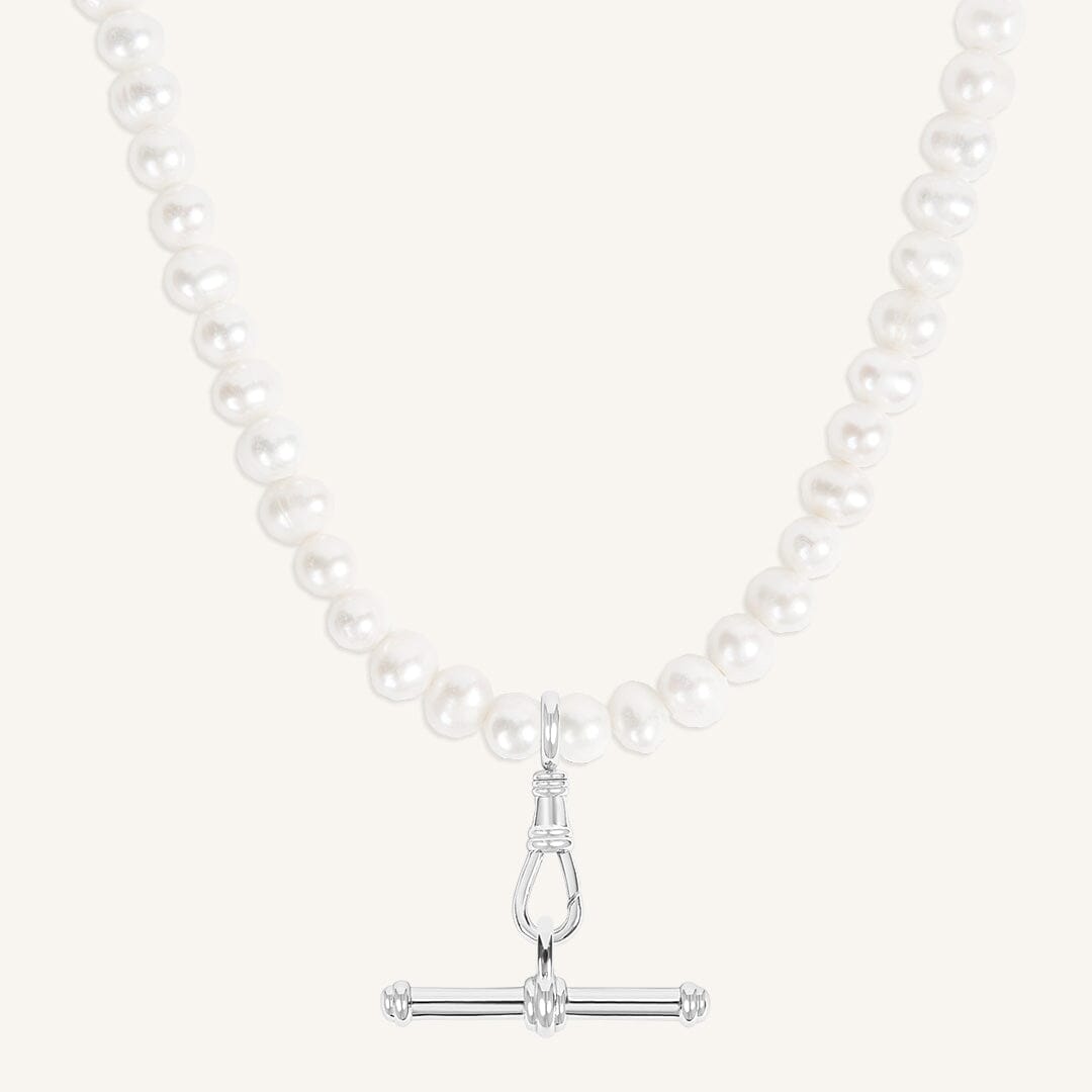 T-Bar Fob Pearl Necklace