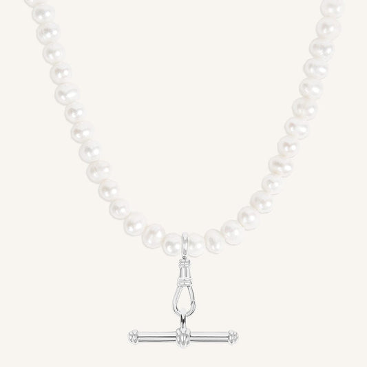 T-Bar Fob Pearl Necklace