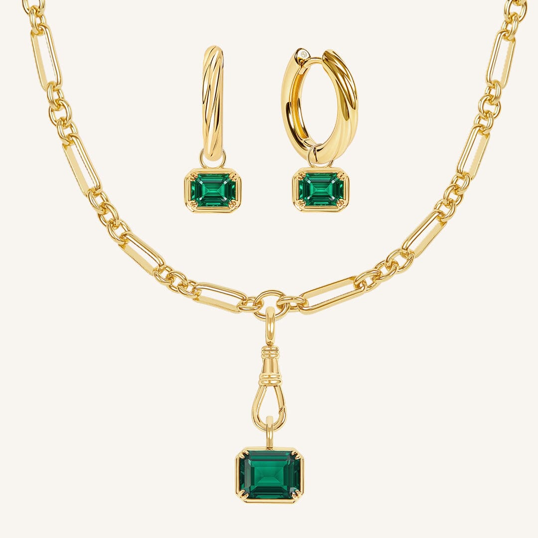 Evelyn Fob Chain and Hoops Set